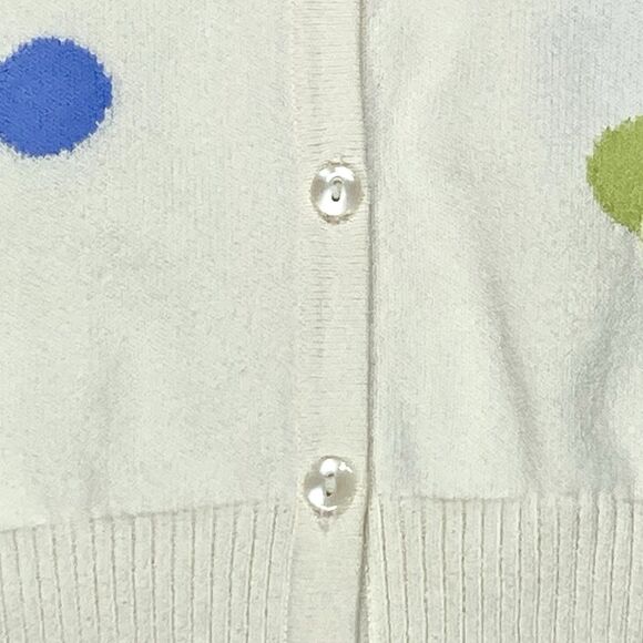 Talbots Polka Dot Cardigan Sweater S Ivory Knit Button Down Elegant Casual NWT - Picture 4 of 16